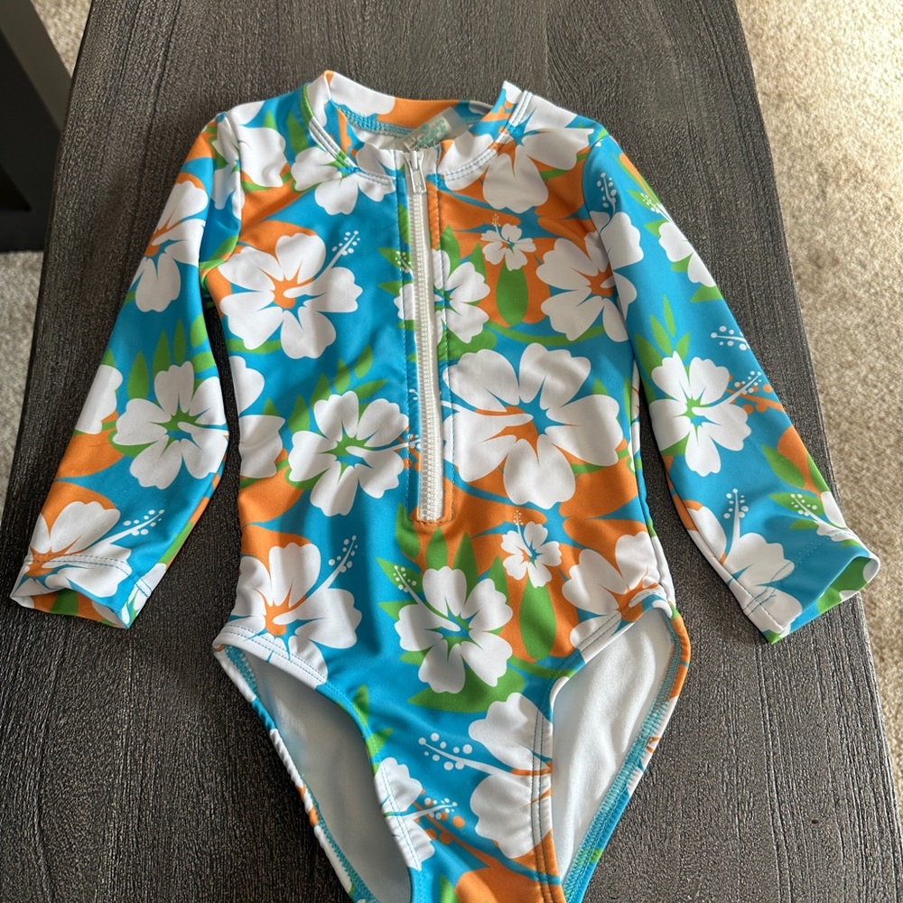 Coral & Reef Floral Baby Toddler 18 m Swimwear - Blue and Orange